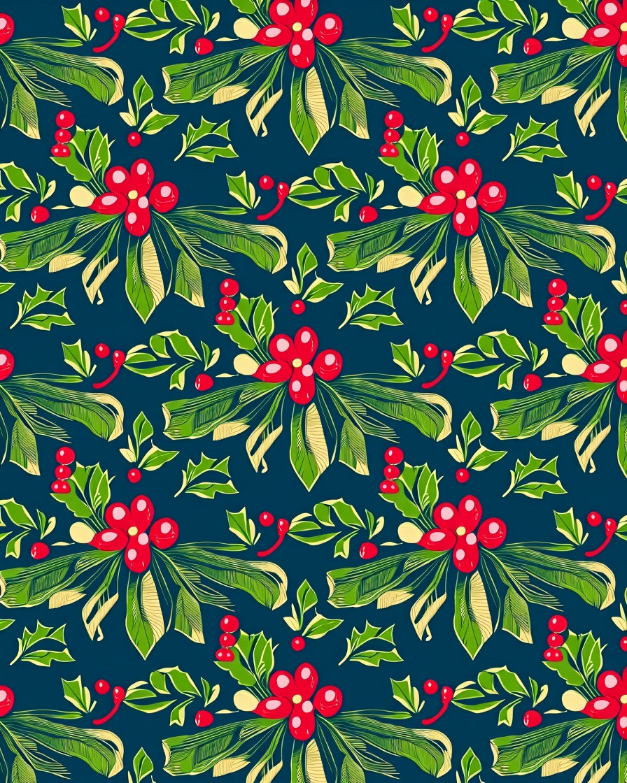 Festive Red Holly Berry Garland Rug