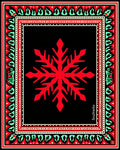 Red Snowflake Black Bordered Rug