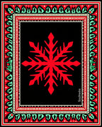 Red Snowflake Black Bordered Rug