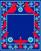 Winter Cardinal Snowflake Border Rug