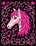 Pink Unicorn Black Background Hearts Floral Rug