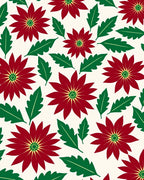 Deep Red Floral Green Leaf Rug