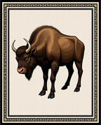 Majestic Brown Bison Embossed Frame Rug