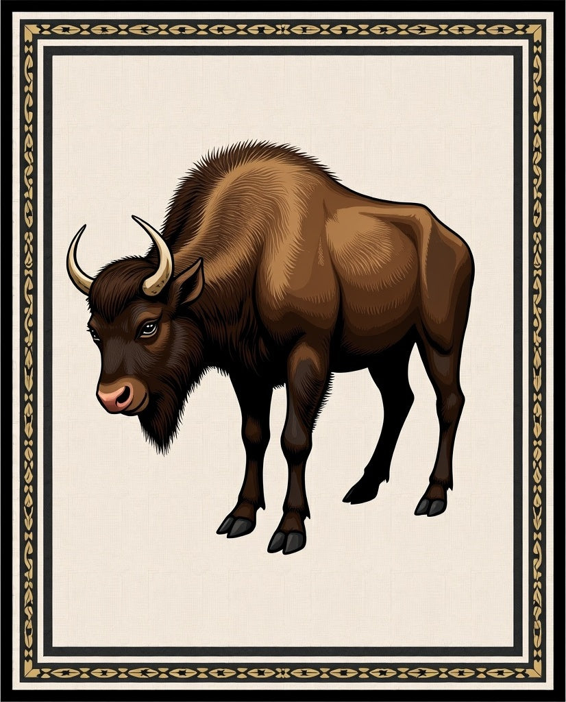 Majestic Brown Bison Embossed Frame Rug