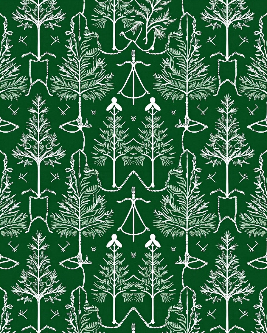 White Evergreen Forest Symmetry Rug