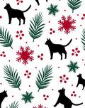 Black Cat Evergreen Snowflake Scatter Rug
