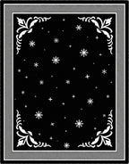 Black Snowflake Swirl Corners Rug