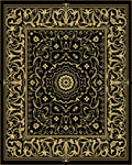 Black Gold Ornate Mandala Border Rug