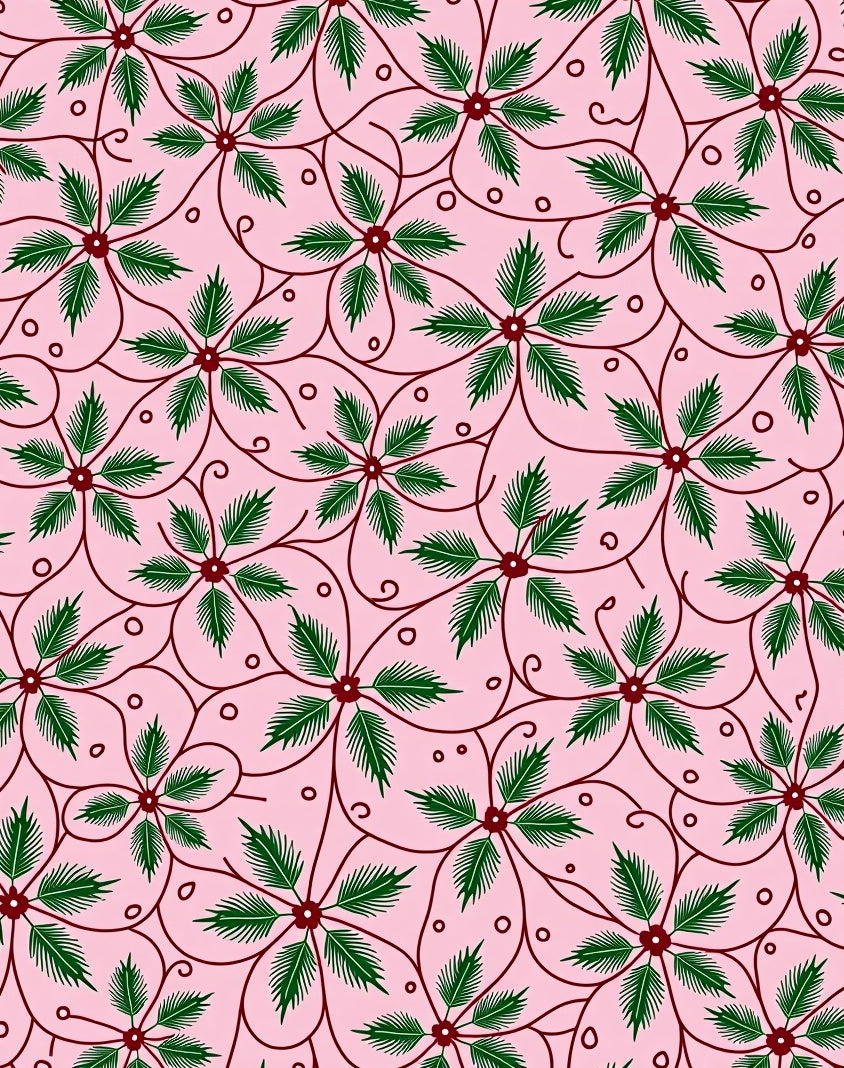 Delicate Pink Green Vine Floral Rug