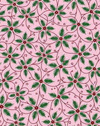 Delicate Pink Green Vine Floral Rug