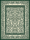 Emerald Green Scrollwork Tribal Rug