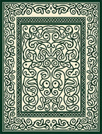 Emerald Green Scrollwork Tribal Rug