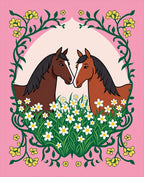 Pink Floral Horses Meadow Rug