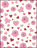 Pink Roses Hearts Butterfly Collage Rug
