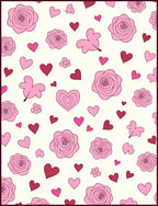 Pink Roses Hearts Butterfly Collage Rug