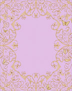 Golden Floral Butterfly Lilac Border Rug