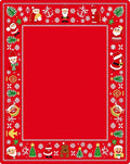 Festive Red Santa Snowflakes Christmas Border Rug