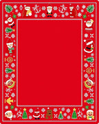 Festive Red Santa Snowflakes Christmas Border Rug