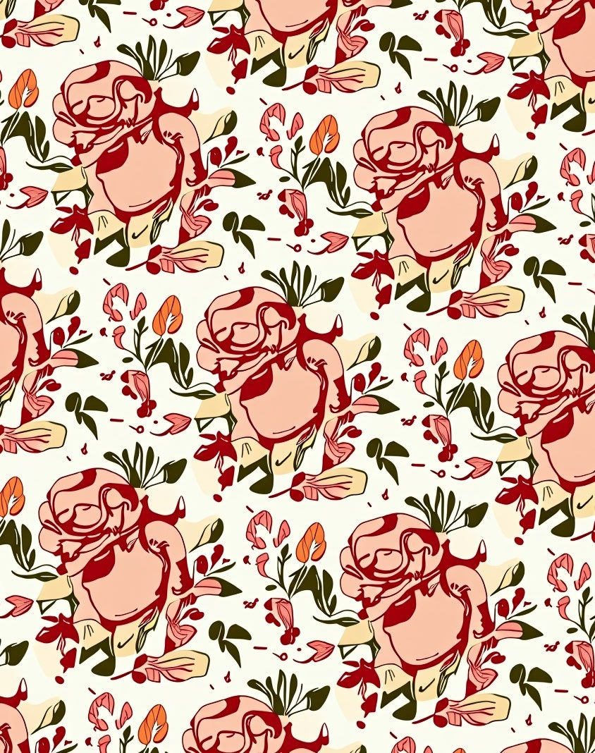 Blush Pink Rose Blossom Botanical Rug