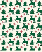 Festive Green Reindeer Christmas Trees Rug