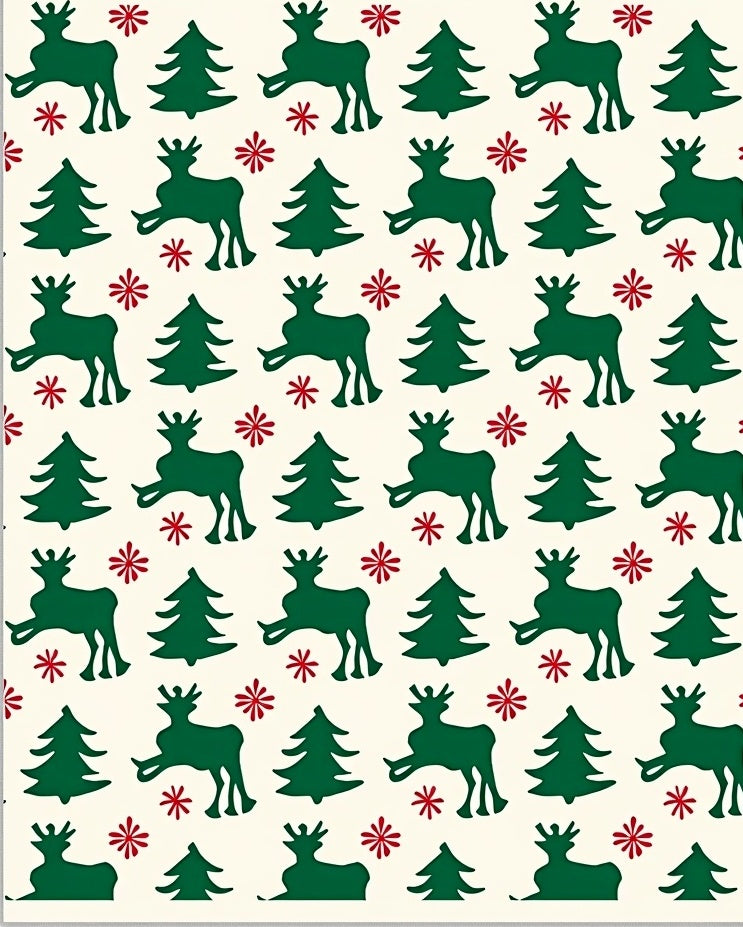 Festive Green Reindeer Christmas Trees Rug