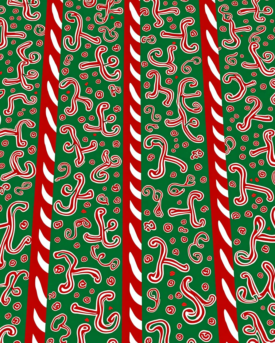 Red White Green Candy Cane Swirls Rug