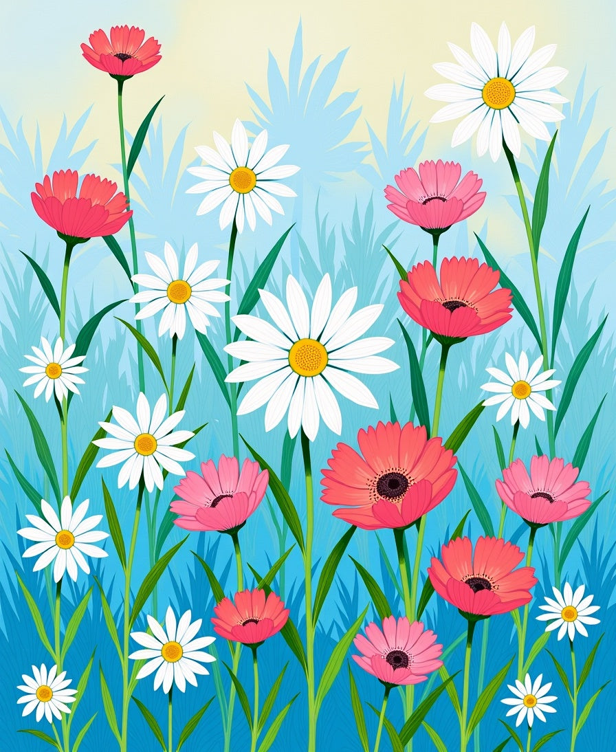 Coral Pink Daisy Meadow Rug
