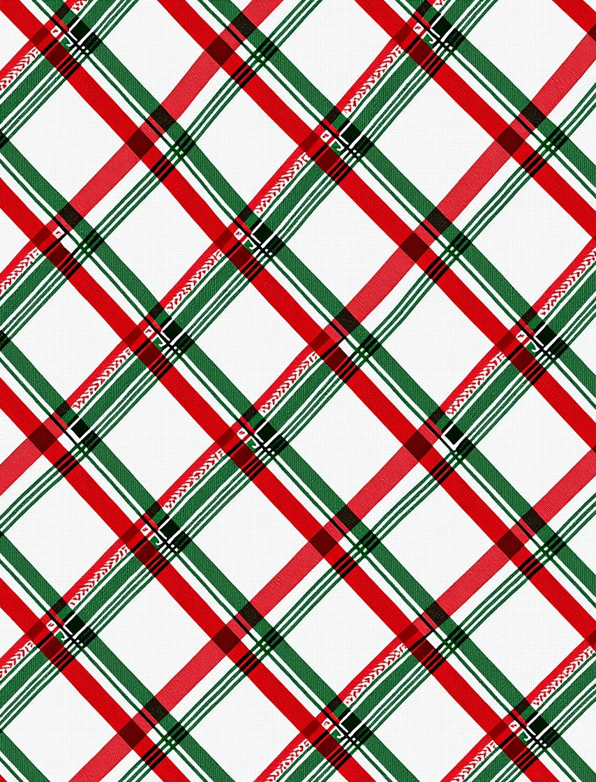Diagonal Red Green White Tartan Rug