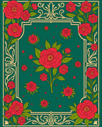 Deep Emerald Red Rose Garden Rug