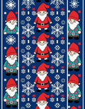 Festive Red Gnomes Snowflakes Blue Rug