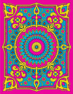 Vibrant Pink Teal Yellow Medallion Art Rug