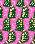 Festive Green Christmas Trees Snowflakes Rug