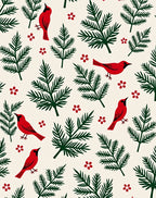 Red Cardinal Evergreen Sprig Medley Rug