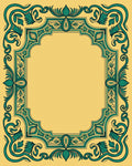 Teal Emerald Botanical Arch Border Rug