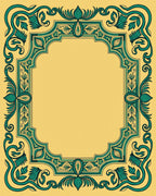 Teal Emerald Botanical Arch Border Rug