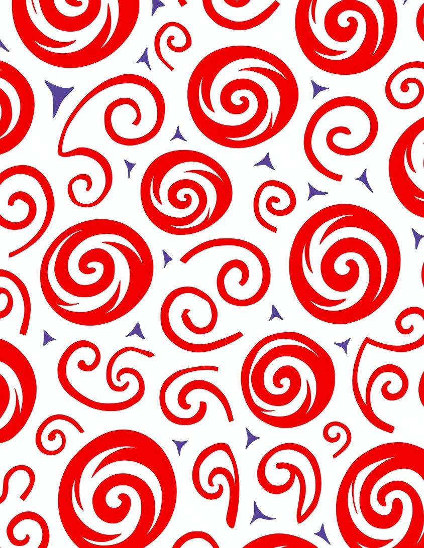 Bold Red Swirls Purple Triangles Rug