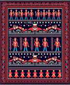 Folksy Crimson Soldier Navy Scene Rug