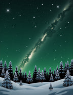 Winter Aurora Forest Snowy Night Sky Rug