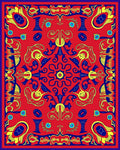 Bold Red Yellow Blue Floral Medallion Rug