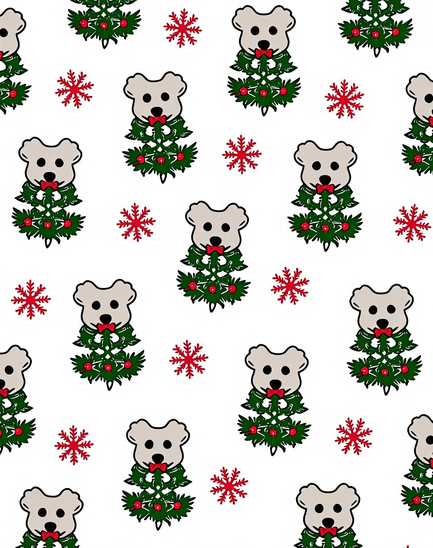 Christmas Dog White Red Snowflakes Rug