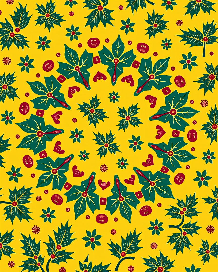 Golden Yellow Holly Berry Mandala Rug