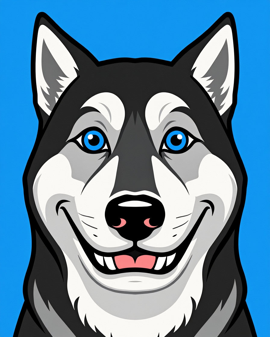 Playful Blue Eyed Husky Face Rug