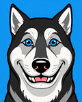 Playful Blue Eyed Husky Face Rug