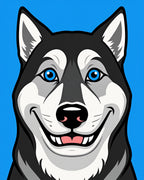 Playful Blue Eyed Husky Face Rug
