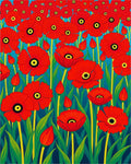 Bold Red Poppy Field Blooms Rug