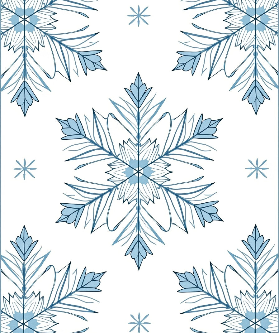 Winter Blue Snowflake Tile Rug