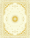 Golden Celestial Sunburst Floral Border Rug