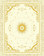 Golden Celestial Sunburst Floral Border Rug