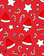 Red White Candy Cane Star Hat Rug