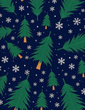 Evergreen Trees Falling Snowflakes Charm Rug